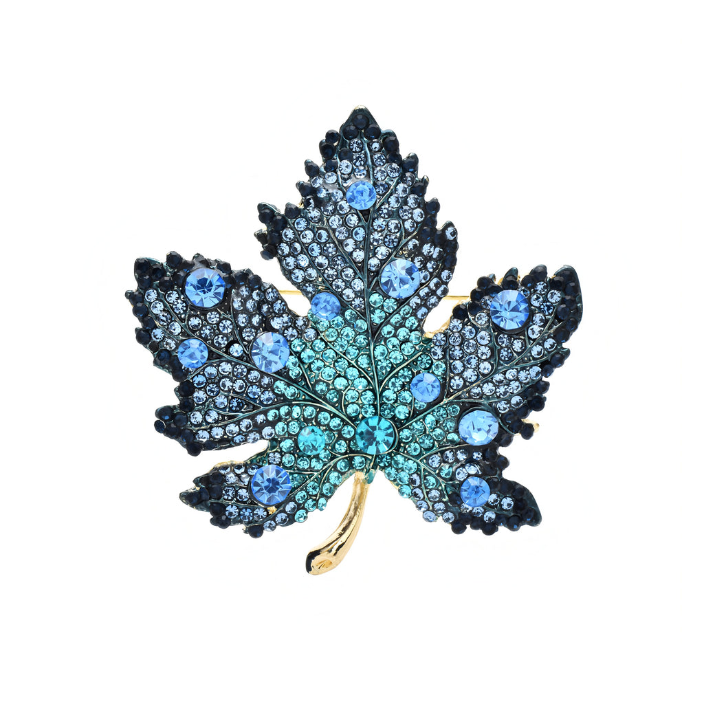 Crystal Maple Leaf Brooch