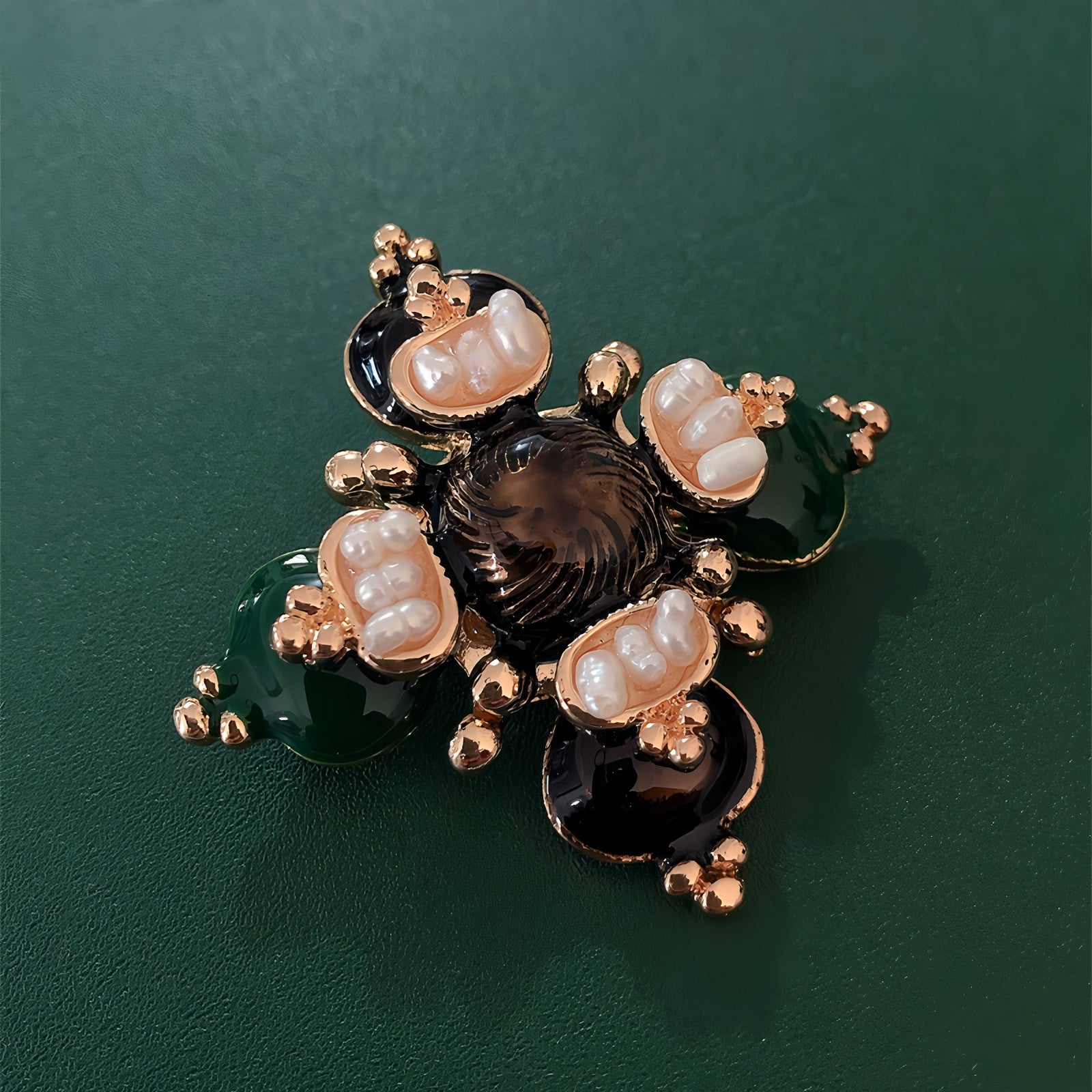 Baroque-style cross freshwater pearl brooch