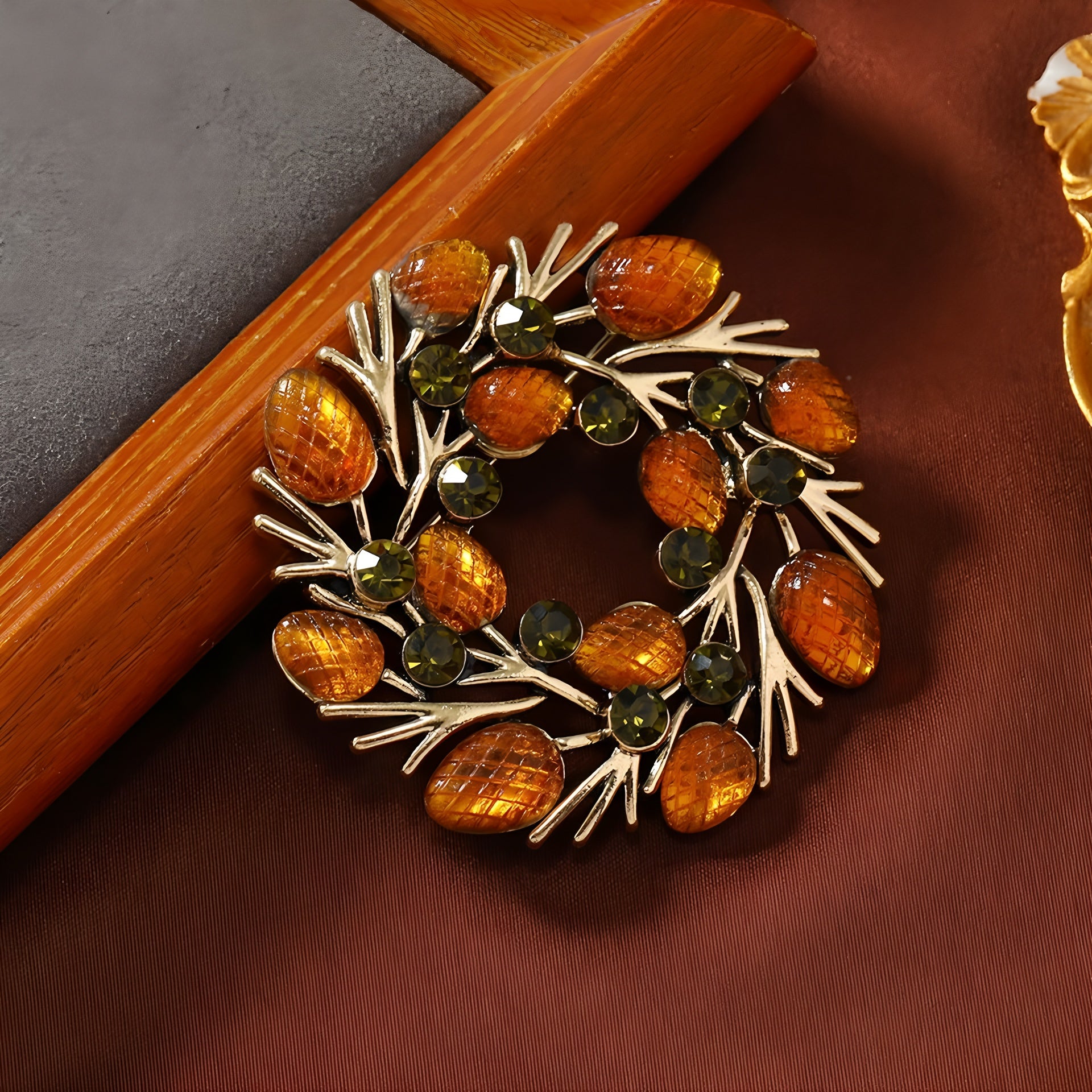 Christmas Jelly Champagne Hazelnut Brooch