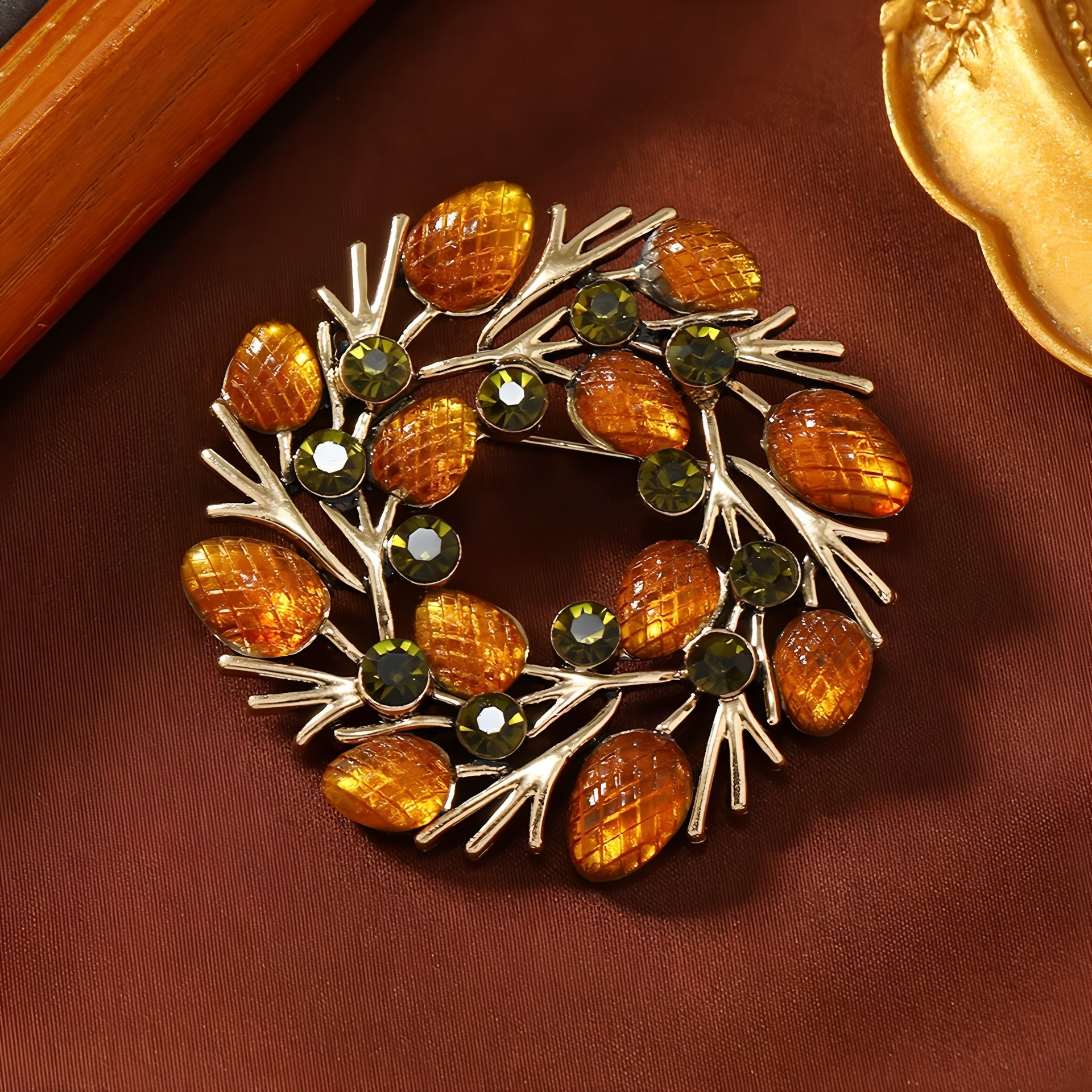 Christmas Jelly Champagne Hazelnut Brooch