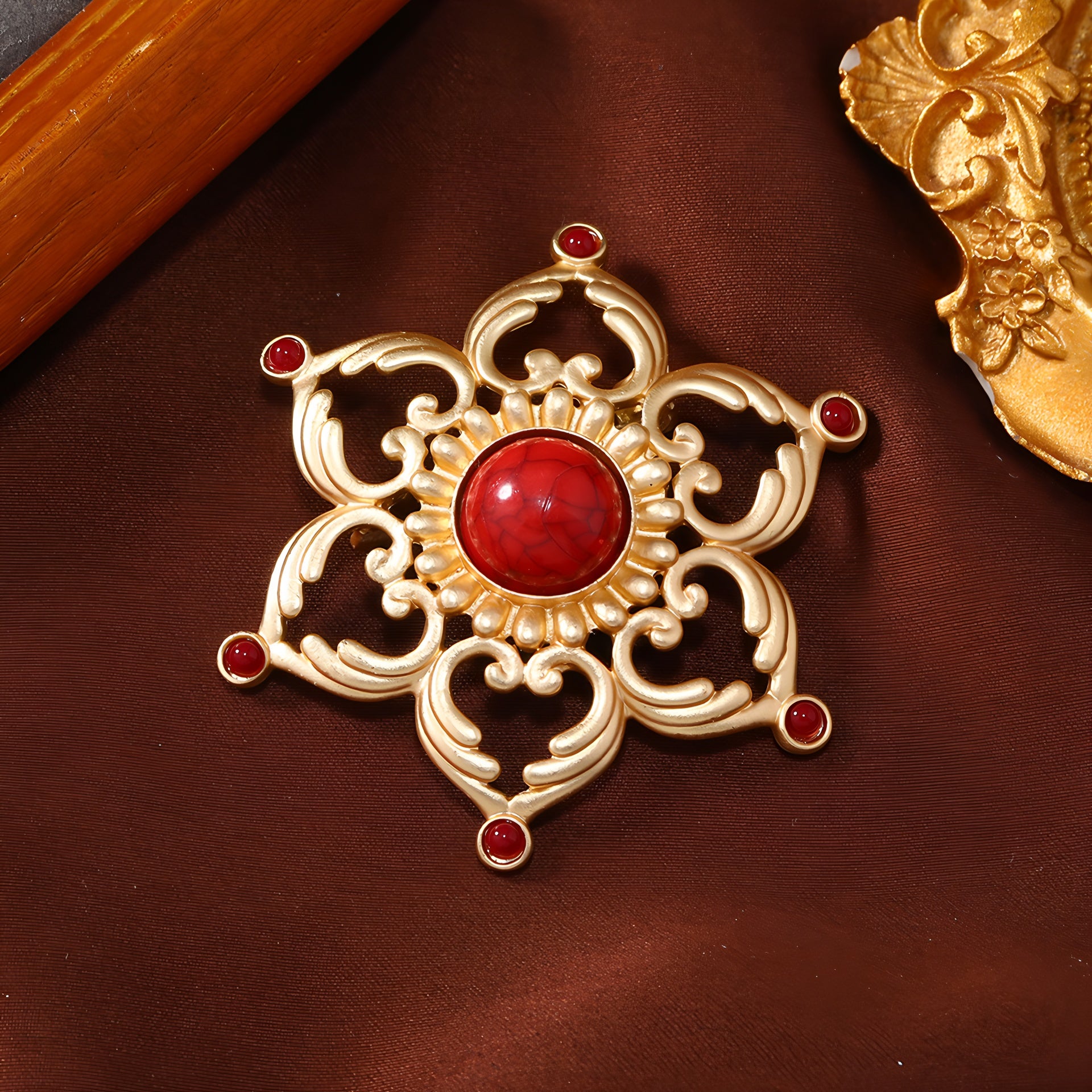 Hollow lotus flower brooch