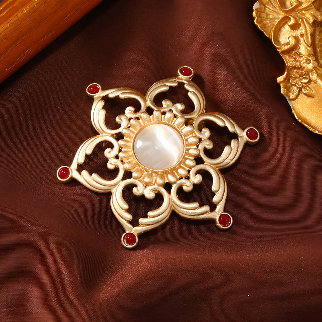 Hollow lotus flower brooch