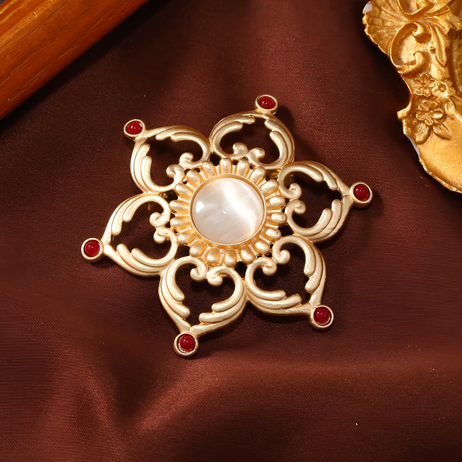 Hollow lotus flower brooch