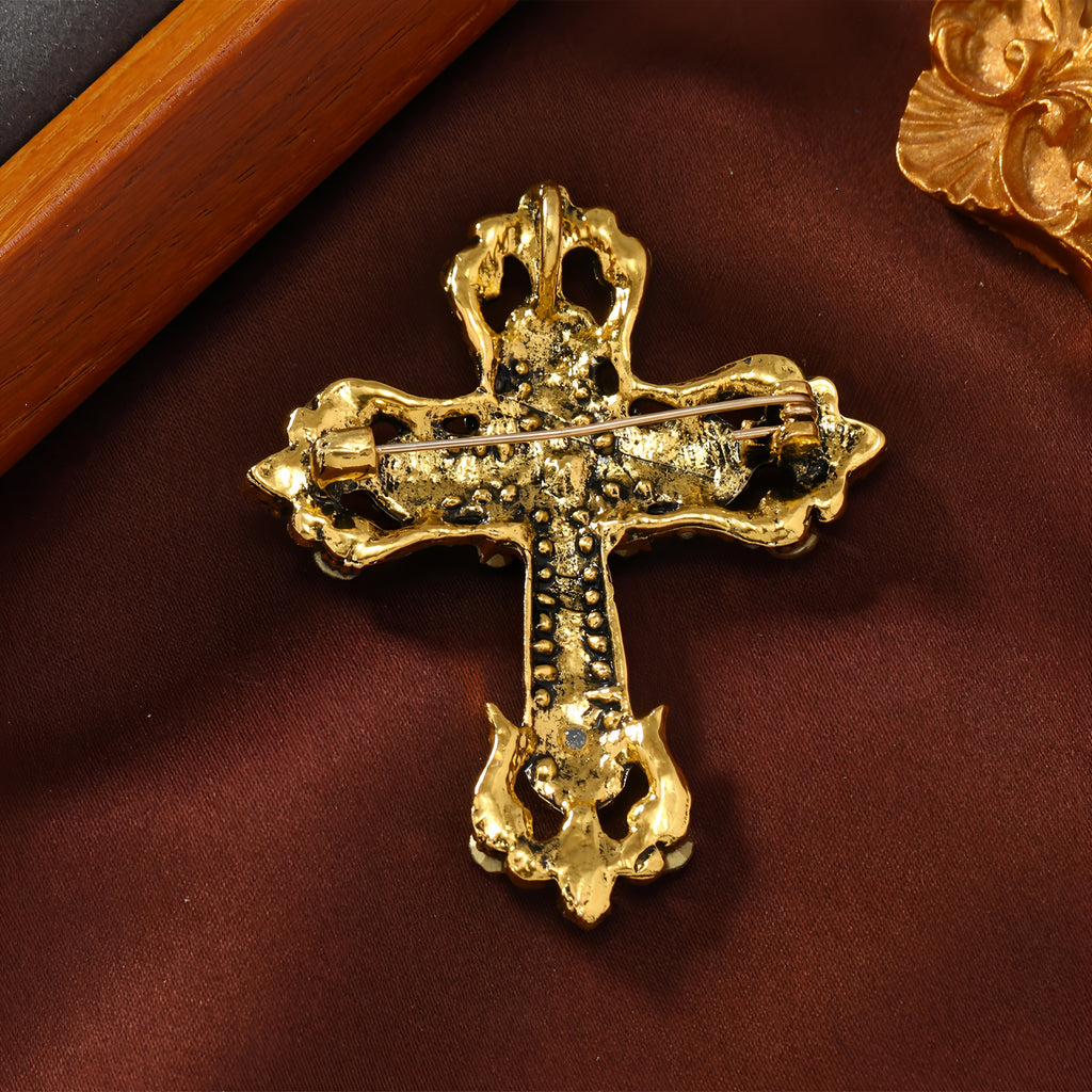 Vintage - Golden diamond-studded cross