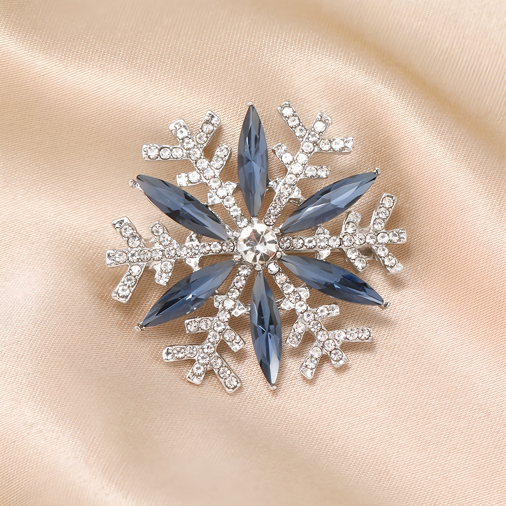 Christmas rhinestone snowflake brooch