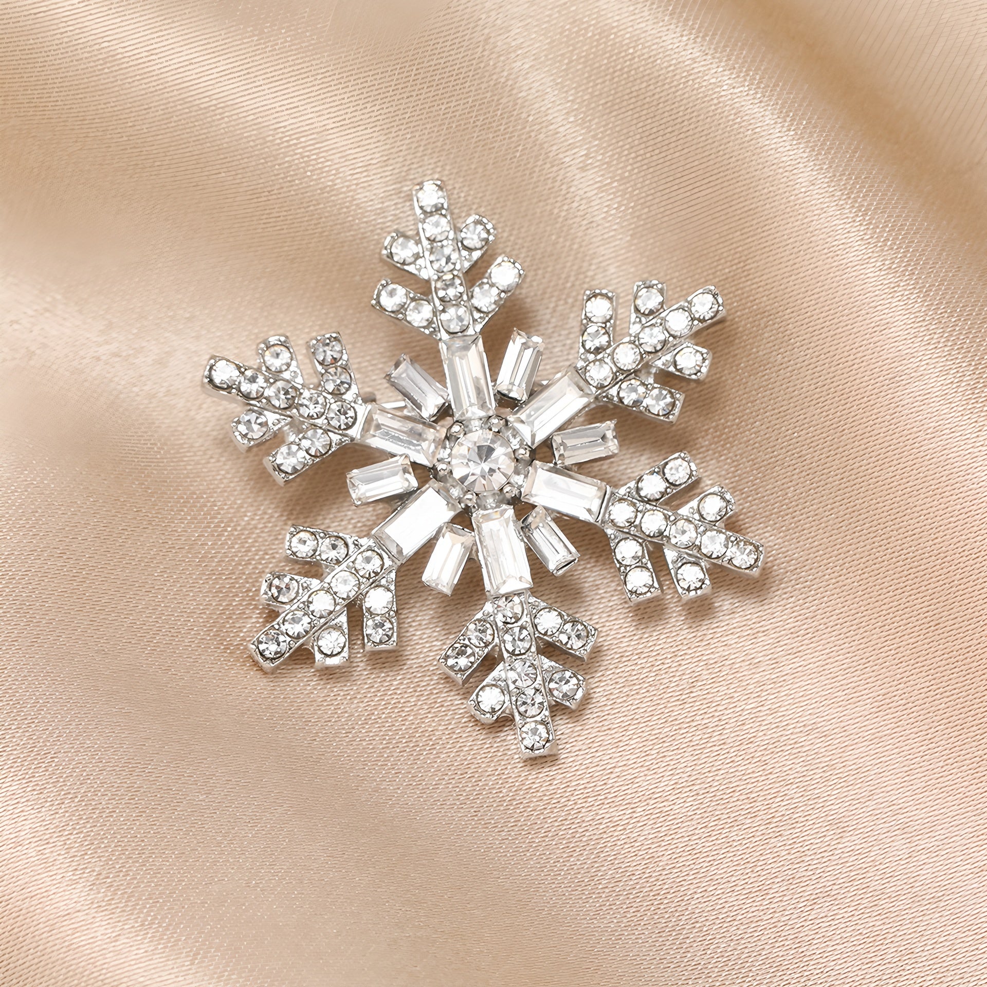 Christmas rhinestone snowflake brooch