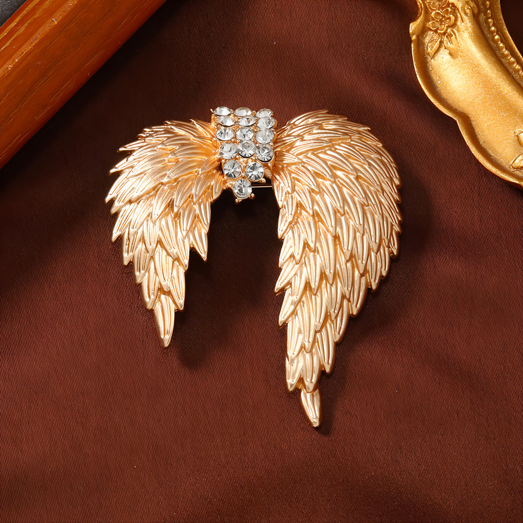 Matte Gold Thousand-Layer Angel Large Feather Brooch