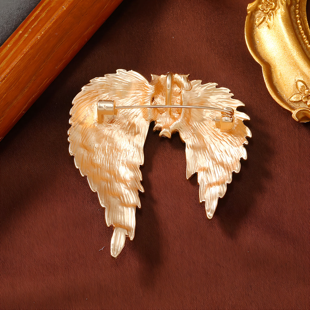 Matte Gold Thousand-Layer Angel Large Feather Brooch