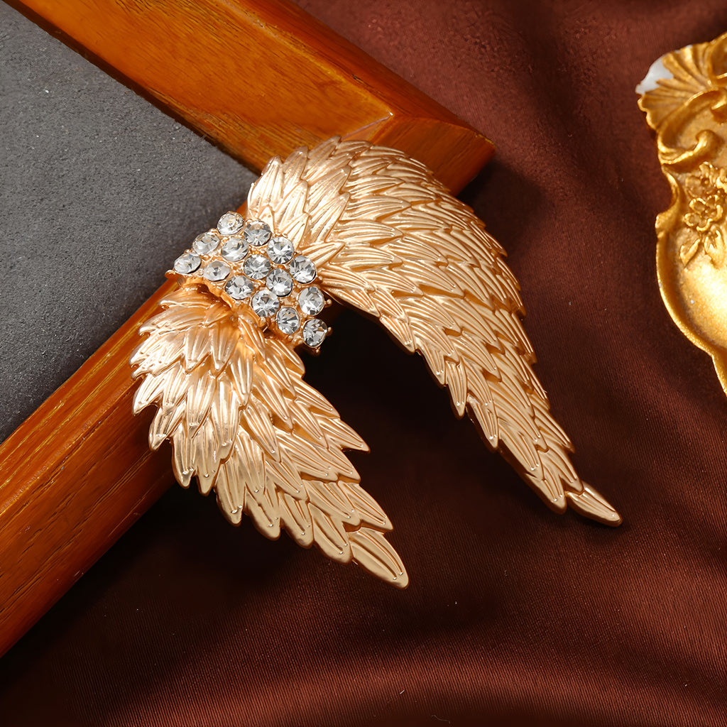 Matte Gold Thousand-Layer Angel Large Feather Brooch