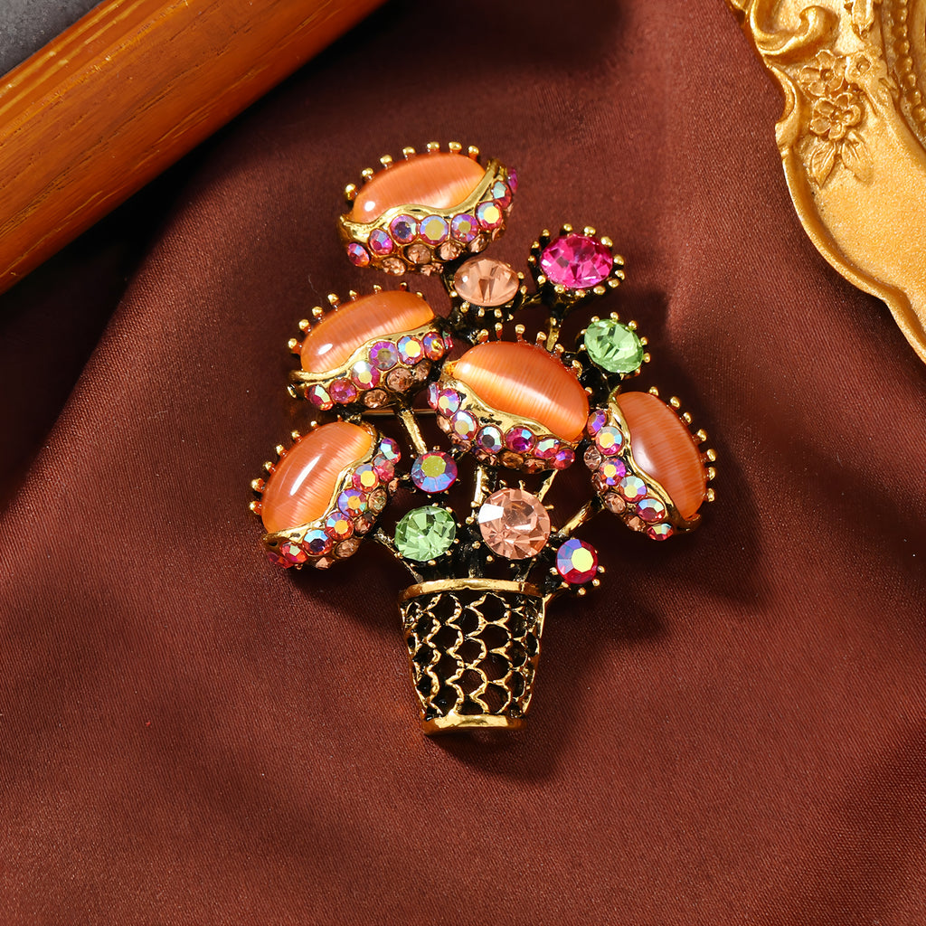 Cat's Eye Stone Flycatcher Brooch