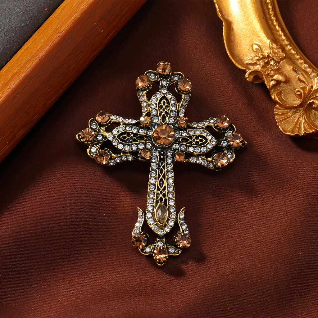 Vintage - Golden diamond-studded cross